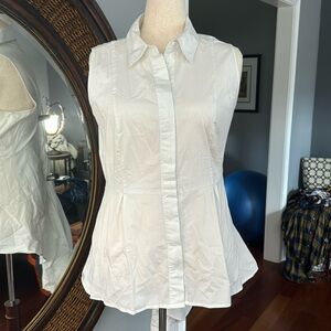 Lane Bryant Hi-low Sleeveless White Button-down Top